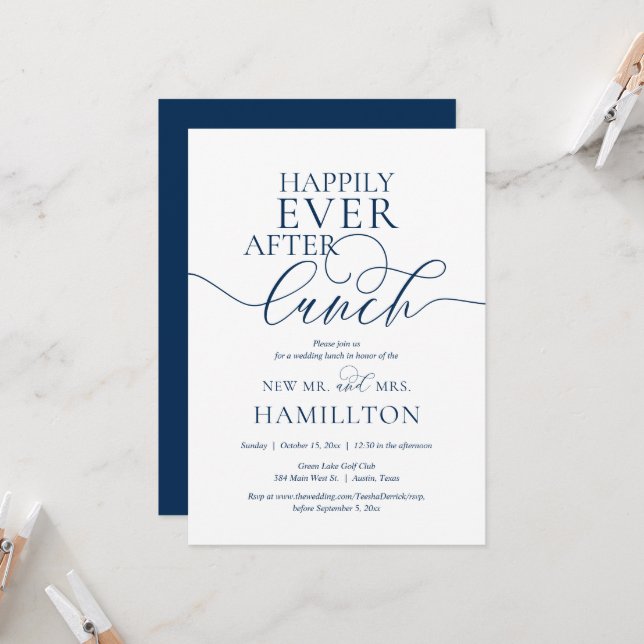 Invitation Célébration de déjeuner d'après mariage Heureux à  (Devant/Arrière en situation)
