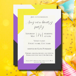 Invitation Célébration de fête avec drapeau non-binaire
