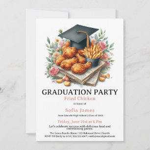 Invitation Célébration de fête de fin d'études au poulet frit