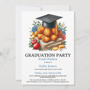 Invitation Célébration de fête de fin d'études au poulet frit
