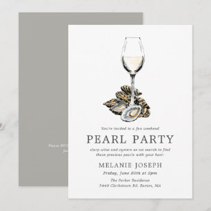 Invitation Célébration de fête de perle   Rayures grises