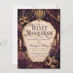 Invitation Célébration de fiançailles Mascarade de velours