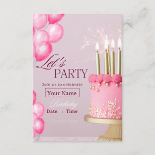 Invitation Célébration de gâteau d'anniversaire rose et de ba