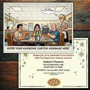 Invitation Célébration de groupe amusante à la pizzeria