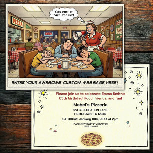 Invitation Célébration de groupe amusante à la pizzeria