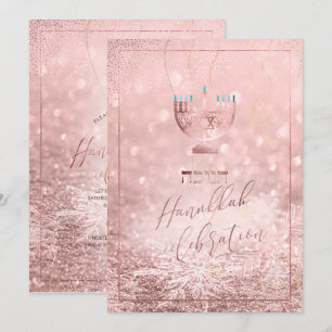 Invitation Célébration de Hanukkah par PixDezines, neige en o