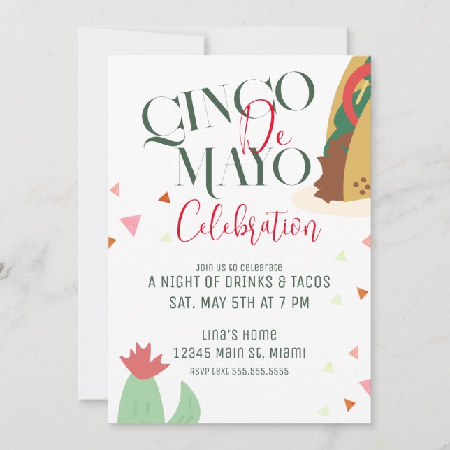 Invitation Célébration de la fête du Cinco De Mayo avec des t (Devant)