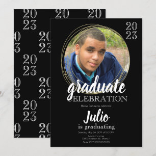 Invitation Célébration de la graduation moderne Black Gold