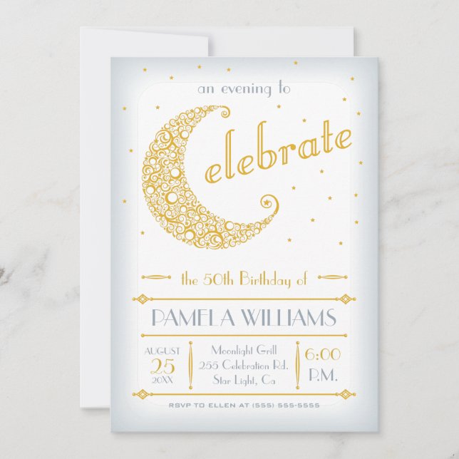 Invitation Célébration de la Lune d'or (Devant)