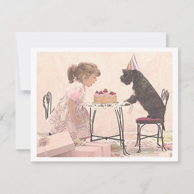 Invitation Célébration de la petite fille et du chien (Devant)