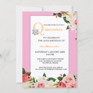 Invitation Célébration de la Quinceanera rose