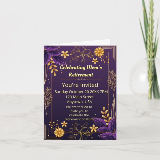 Invitation Célébration de la retraite de mon Accents d'or pou (Devant)