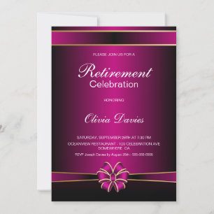 Invitation Célébration de la retraite noire et rose