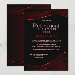 Invitation Célébration de la retraite rouge noire moderne