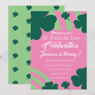 Invitation Célébration de la Saint-Patrick Shamrock Vert Arc-