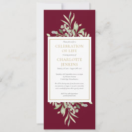 Invitation Célébration de la verdure de la vie Service funéra