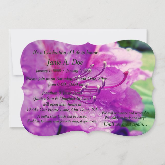 Invitation Célébration de la vie (Devant)