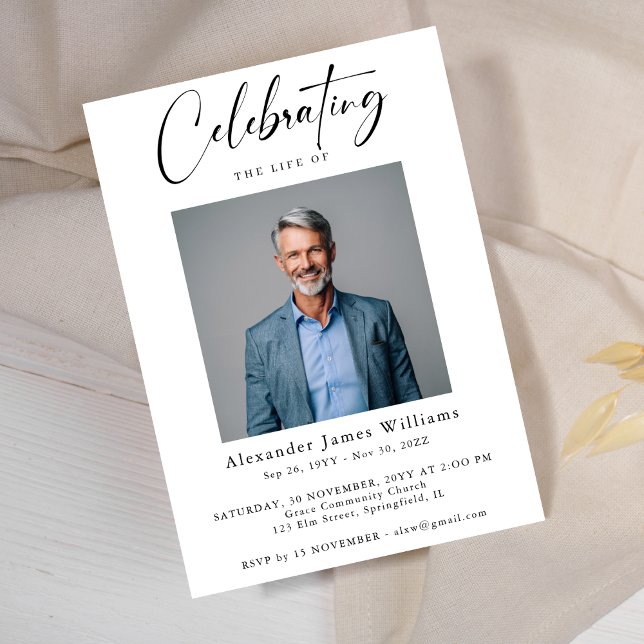 Invitation Célébration de la vie à l'occasion des funérailles (Créateur téléchargé)