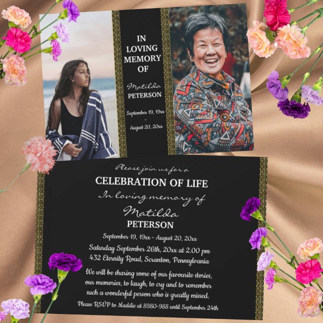 Invitation Célébration De La Vie Alors Et Maintenant 2 Funéra (Créateur téléchargé)