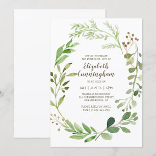Invitation Célébration de la vie Aquarelle Le feuillage vert