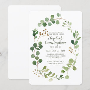 Invitation Célébration de la vie Aquarelle Verdure Foliage