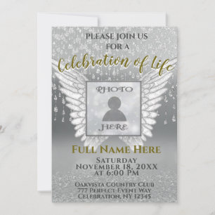 Invitation Célébration de la vie - Argent et Or Ajouter une p