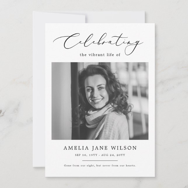 Invitation Célébration de la vie au monument funéraire minima (Devant)