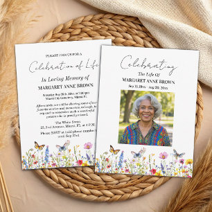 Invitation Célébration de la vie avec des fleurs sauvages col