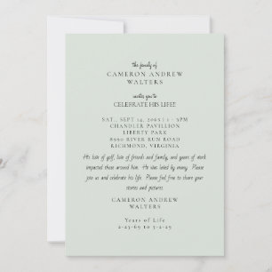 Invitation Célébration de la vie avec photo de sauge