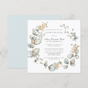 Invitation Célébration de la vie Botanique moderne Blanc Flor