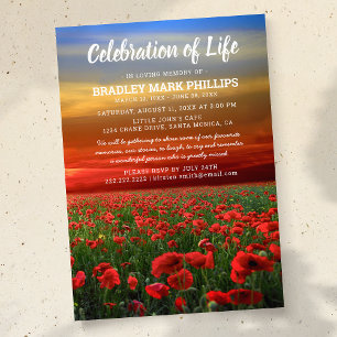 Invitation Célébration de la vie Champ de coquelicots de mé