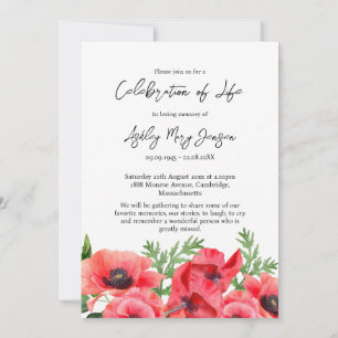 Invitation Célébration de la vie de coquelicot Photo Funérail