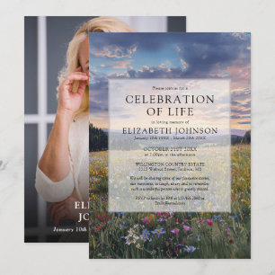 Invitation Célébration de la vie de fleur sauvage Photo de fu