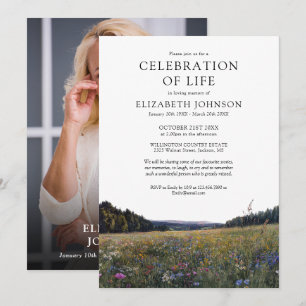 Invitation Célébration De La Vie De Fleur Sauvage Photo Funér