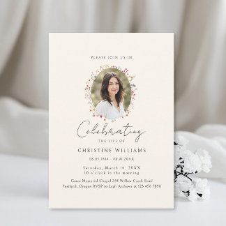 Invitation Célébration de la vie de fleur sauvage Photo Funér