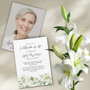 Invitation Célébration de la vie de Lily Photo Funérailles