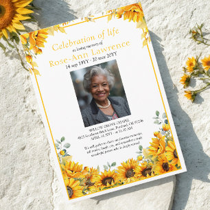 Invitation Célébration de la vie de tournesol Photo Funéraill