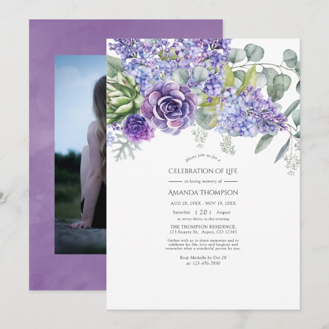 Invitation Célébration de la vie des succulents d'Eucalyptus  (Devant / Derrière)
