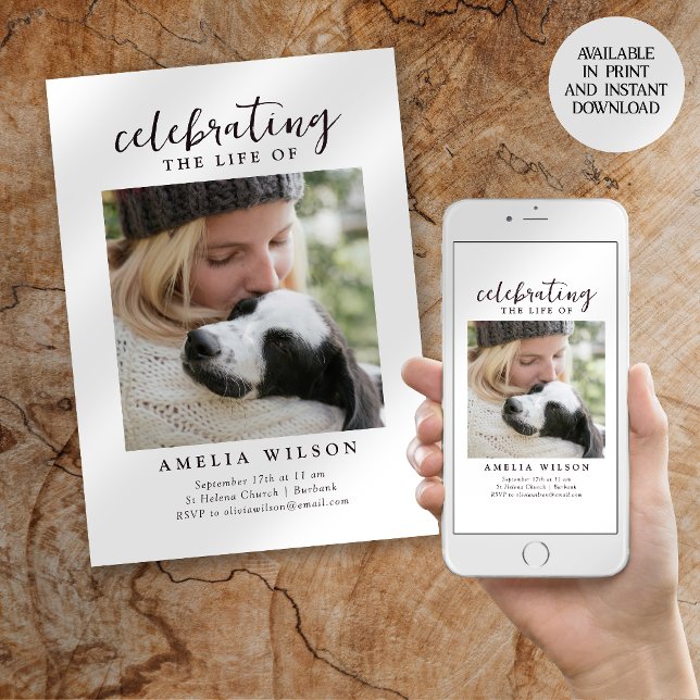 Invitation Célébration de la vie du service commémoratif phot (Créateur téléchargé)