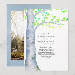 Invitation Célébration de la vie d'un arbre bouleau de printe