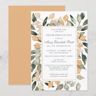 Invitation Célébration de la vie Dusty Terracotta Botanical