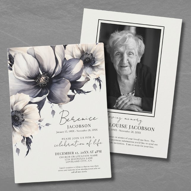 Invitation Célébration De La Vie Élégant Service Commémoratif (Celebration Of Life Elegant Memorial Service Invitation )