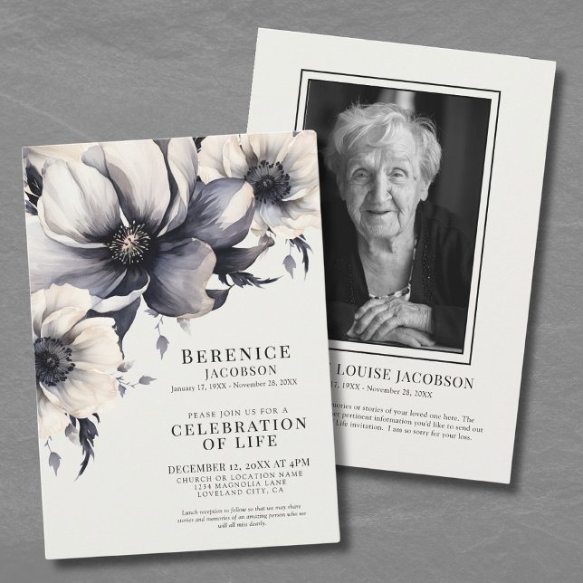 Invitation Célébration De La Vie Élégant Service Commémoratif (Celebration Of Life Elegant Memorial Service Invitation)