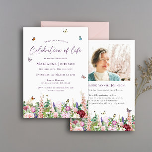 Invitation Célébration de la vie élégante et moderne en mémoi