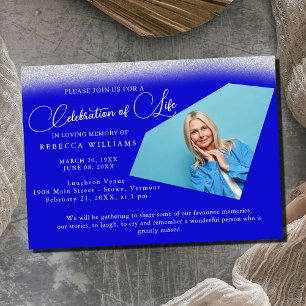 Invitation Célébration de la vie en bleu minimal