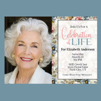 Invitation Célébration de la vie en collage floral élégant