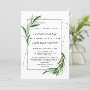Invitation Célébration de la vie en feuille Photo Funeral Mem