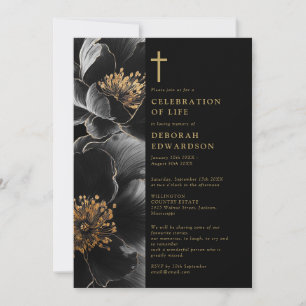 Invitation Célébration De La Vie En Noir Et En Or Chrétien
