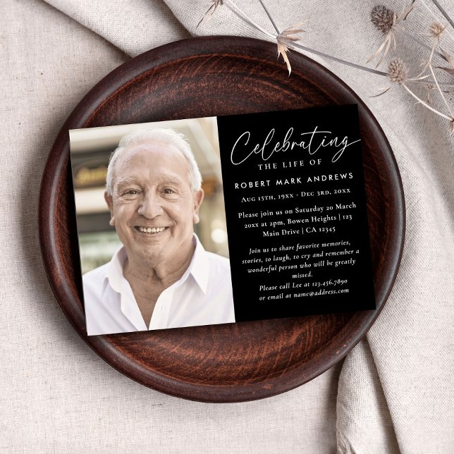 Invitation Célébration de la vie en photo classique moderne (Créateur téléchargé)