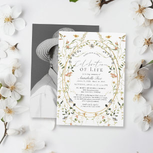 Invitation Célébration de la vie Fleurs sauvages Mémorial fun